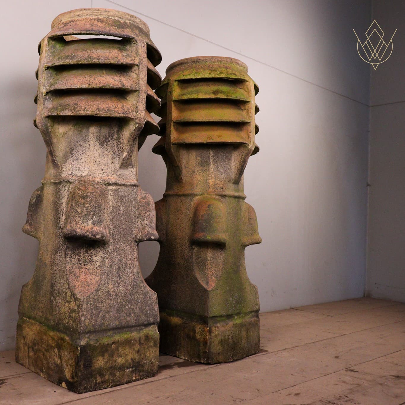 Pair of Buff Terracotta 19th Century Chimney Pots